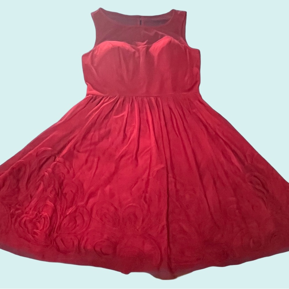 David's Bridal Red Midi Dress